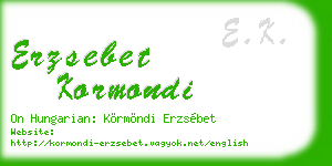 erzsebet kormondi business card