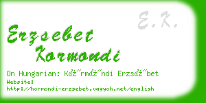 erzsebet kormondi business card